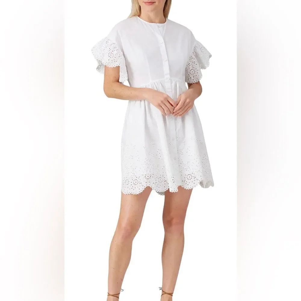 Rebecca Taylor La Vie Short Sleeve Eyelet Dress Size Medium